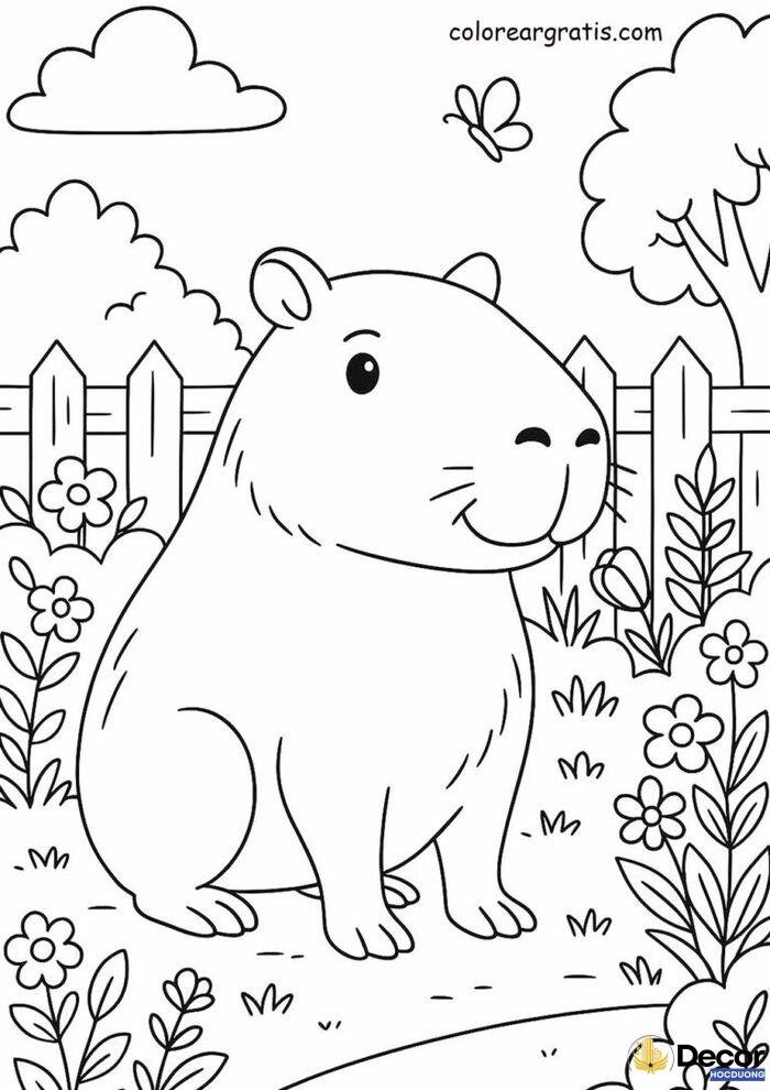 tranh tô màu capybara đẹp