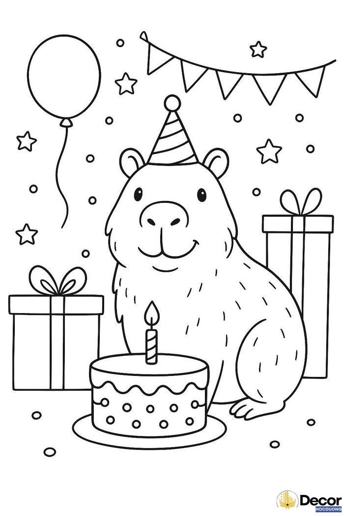 tranh tô màu capybara nghệ thuật