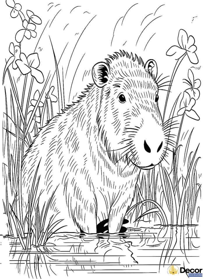tranh tô màu capybara sáng tạo