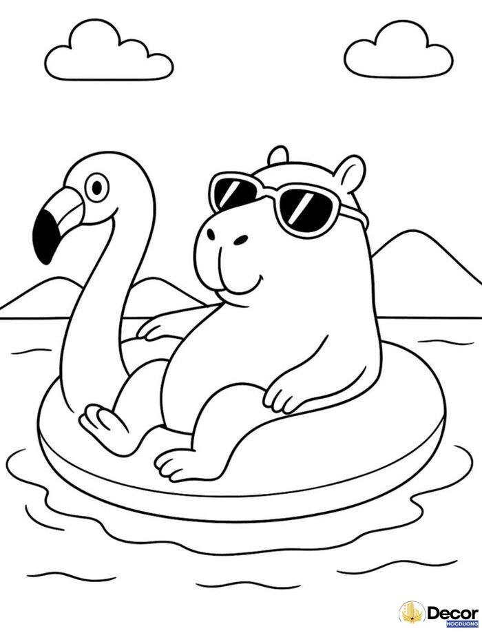 tranh tô màu capybara thiếu nhi