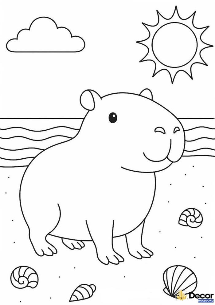 tranh tô màu capybara xinh xắn
