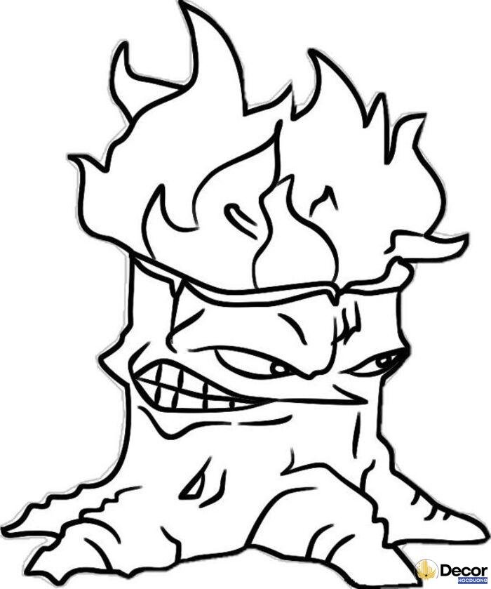 tranh tô màu cây và zombie đơn giản