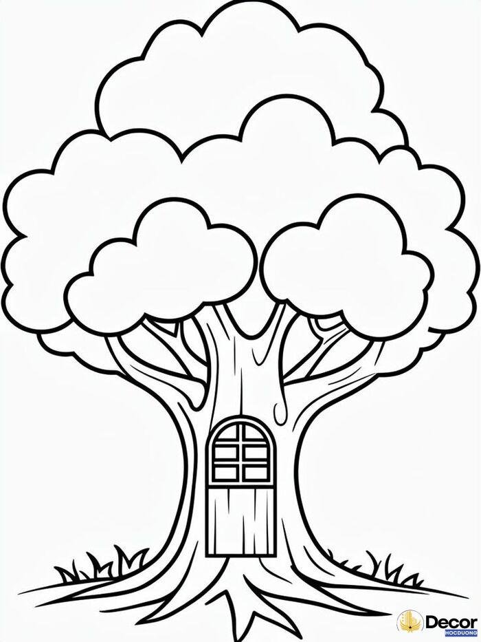 tranh tô màu cây xanh nghệ thuật