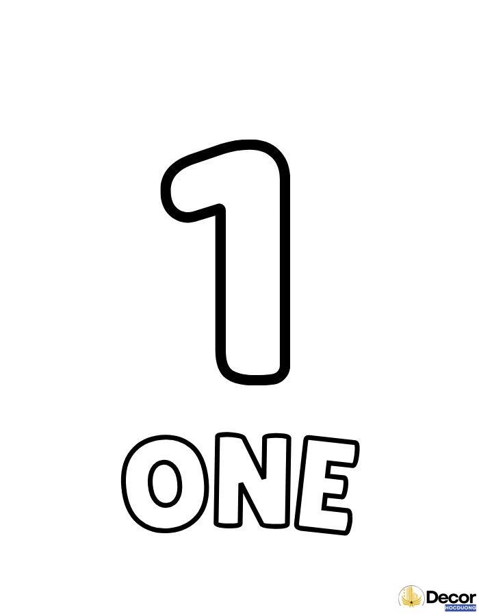 tranh tô màu chữ số tiếng anh 1