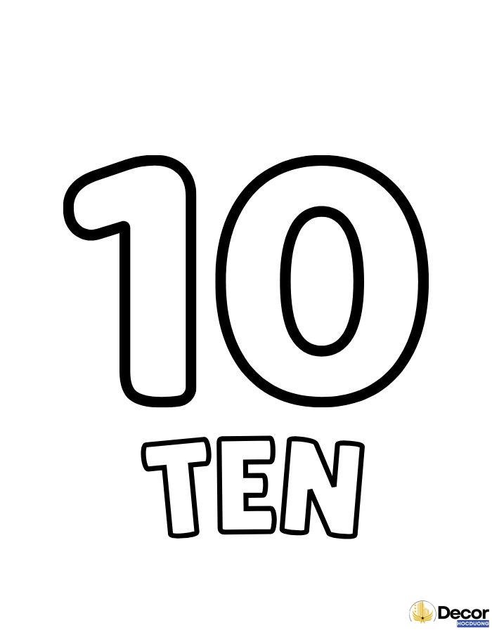 tranh tô màu chữ số tiếng anh 10