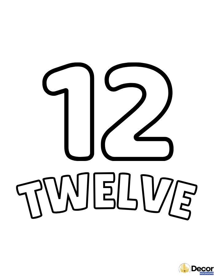 tranh tô màu chữ số tiếng anh 12