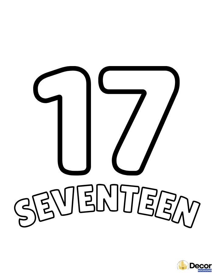 tranh tô màu chữ số tiếng anh 17