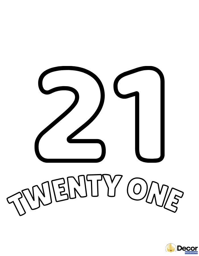 tranh tô màu chữ số tiếng anh 21