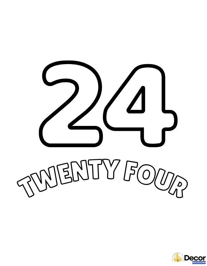 tranh tô màu chữ số tiếng anh 24