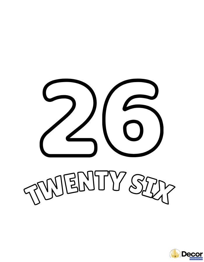 tranh tô màu chữ số tiếng anh 26