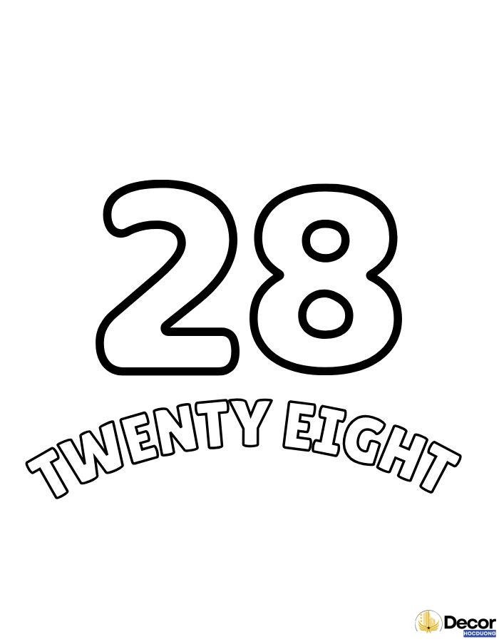 tranh tô màu chữ số tiếng anh 28