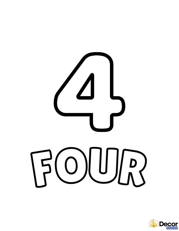 tranh tô màu chữ số tiếng anh 4
