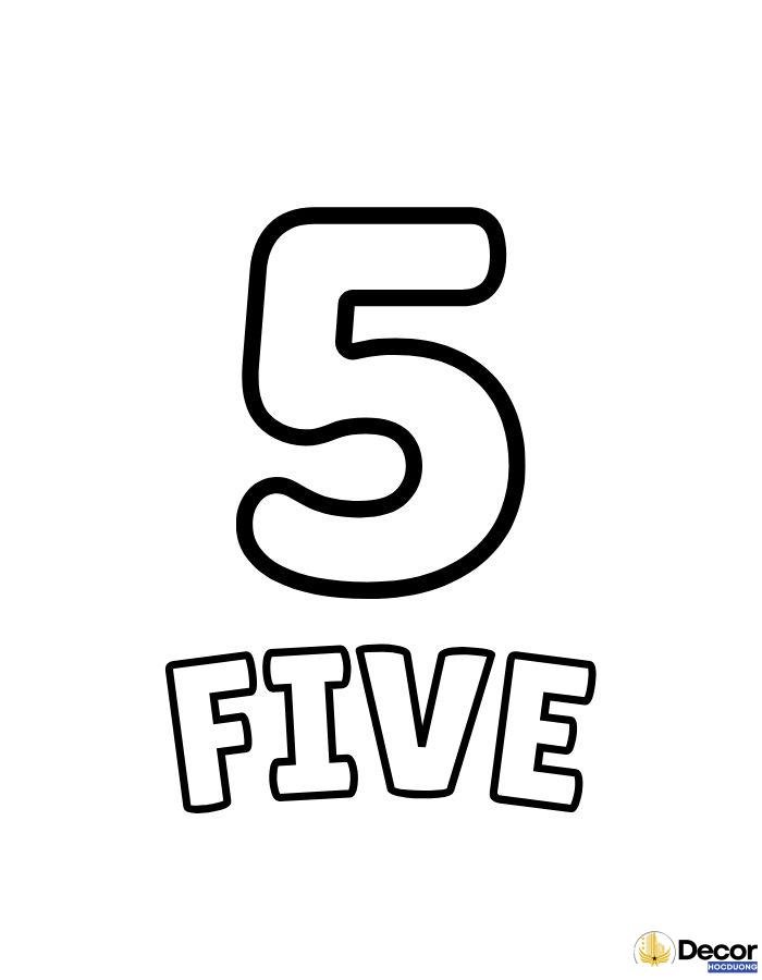 tranh tô màu chữ số tiếng anh 5