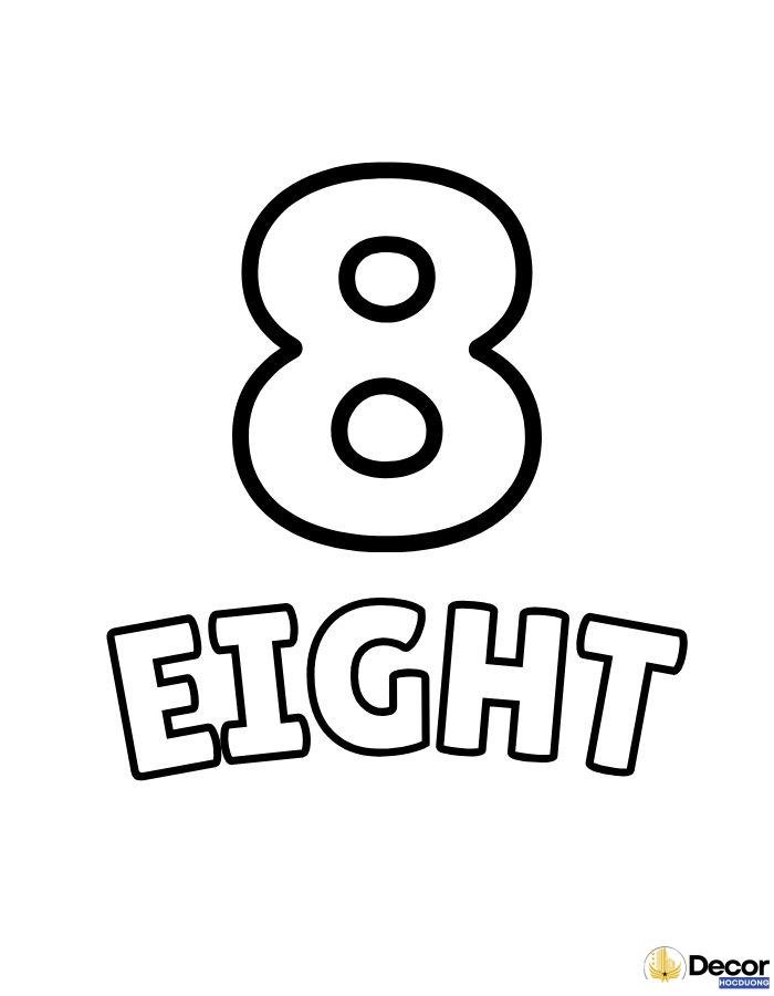 tranh tô màu chữ số tiếng anh 8