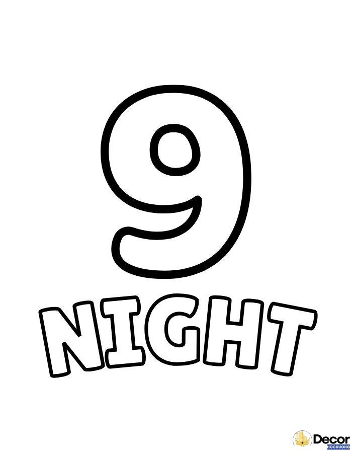 tranh tô màu chữ số tiếng anh 9