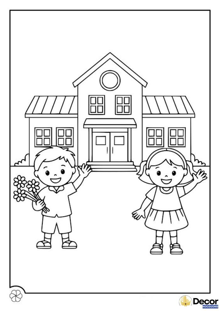 tranh tô màu cô giáo mầm non