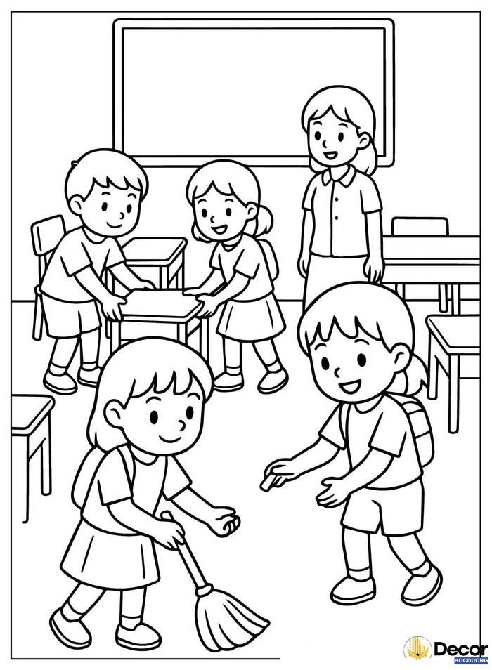 tranh tô màu cô và bé mầm non