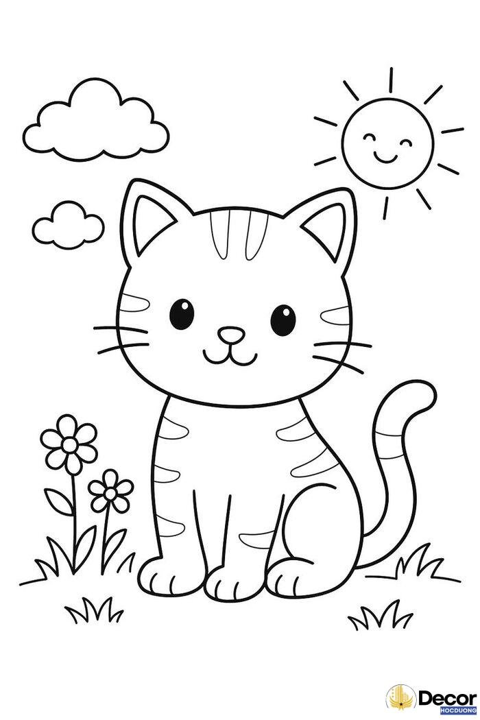 tranh tô màu con mèo cơ bản