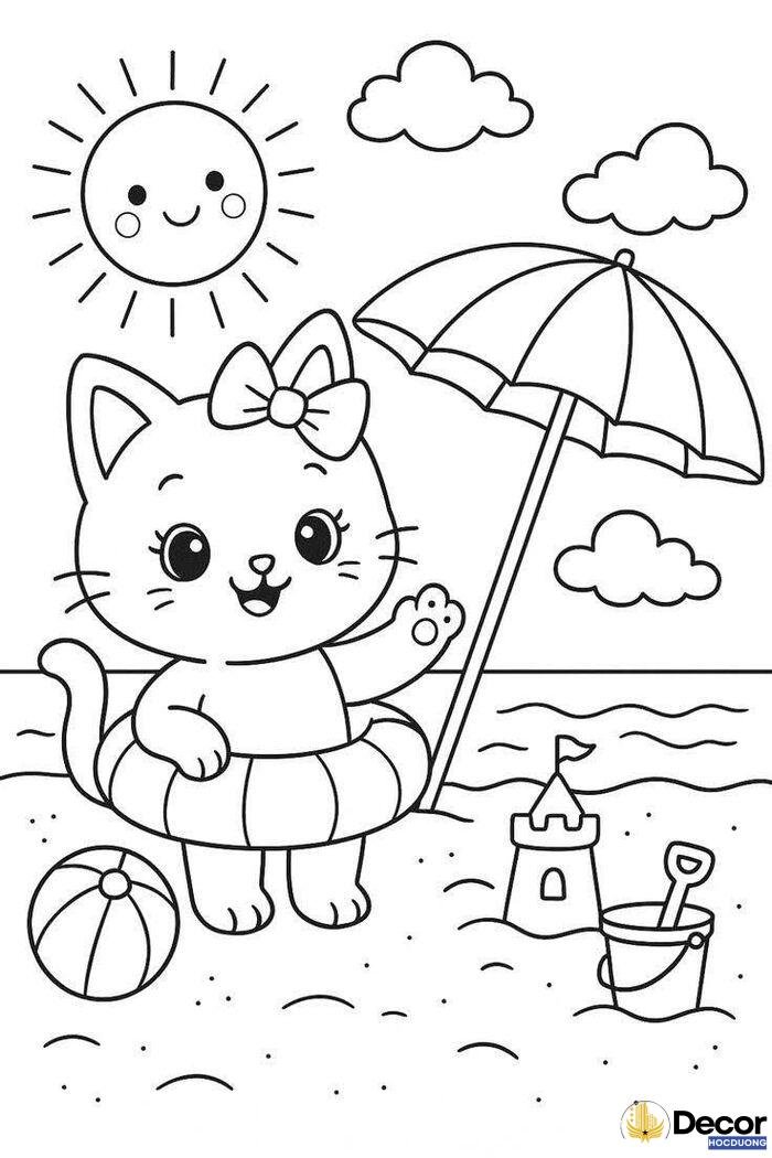 tranh tô màu con mèo đơn giản