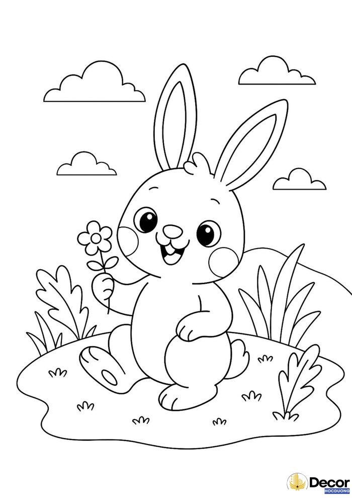 tranh tô màu con thỏ cơ bản