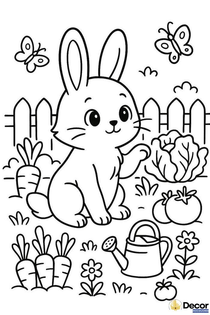 tranh tô màu con thỏ đáng yêu