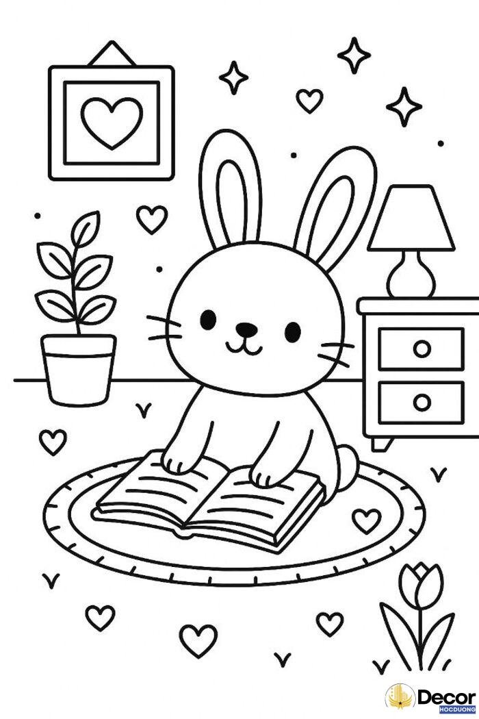 tranh tô màu con thỏ đẹp