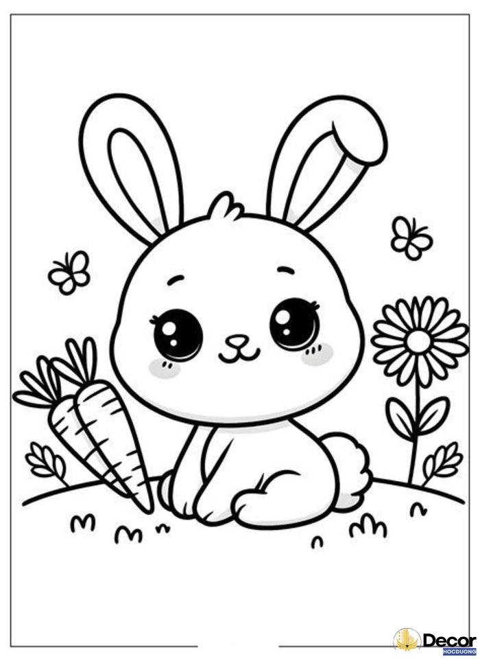 tranh tô màu con thỏ đơn giả