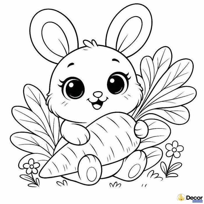 tranh tô màu con thỏ đơn giản
