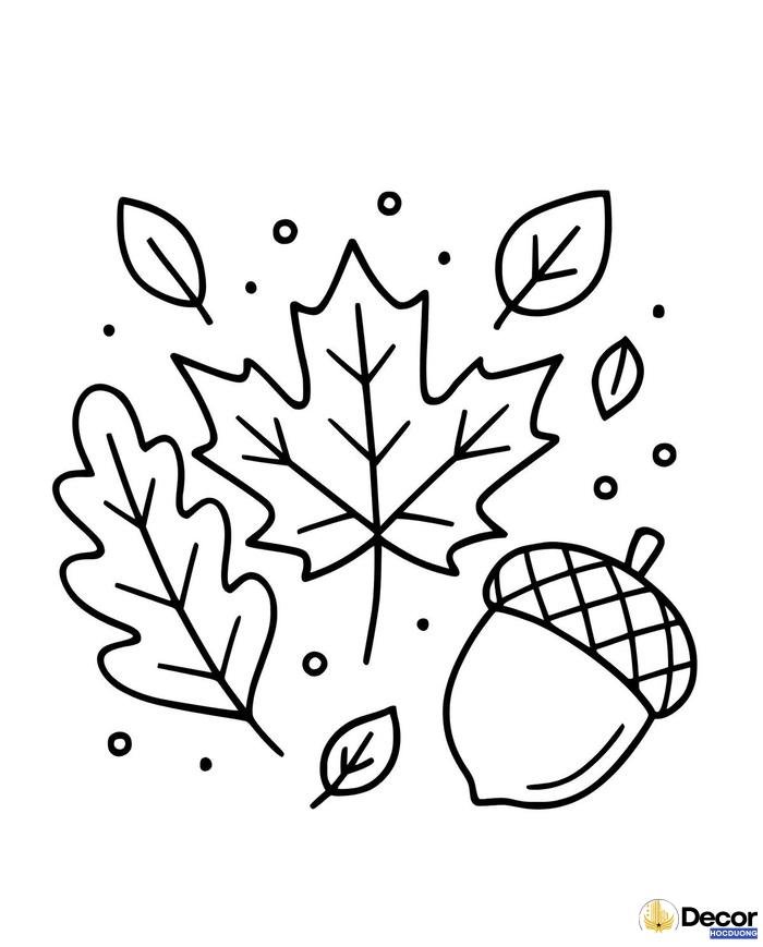 tranh tô màu hình lá cây