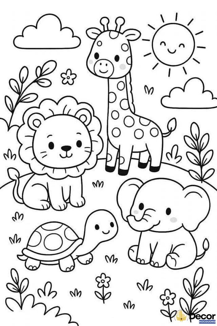 tranh tô màu hoạt hình thiếu nhi dễ tô