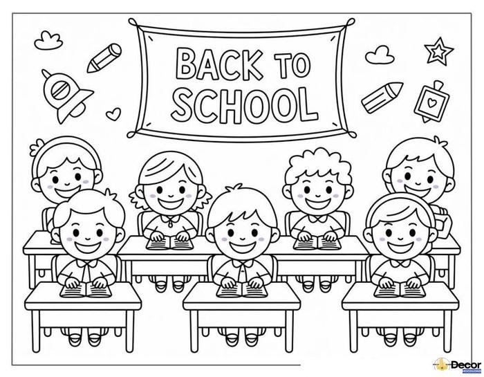 tranh tô màu lớp học mầm non