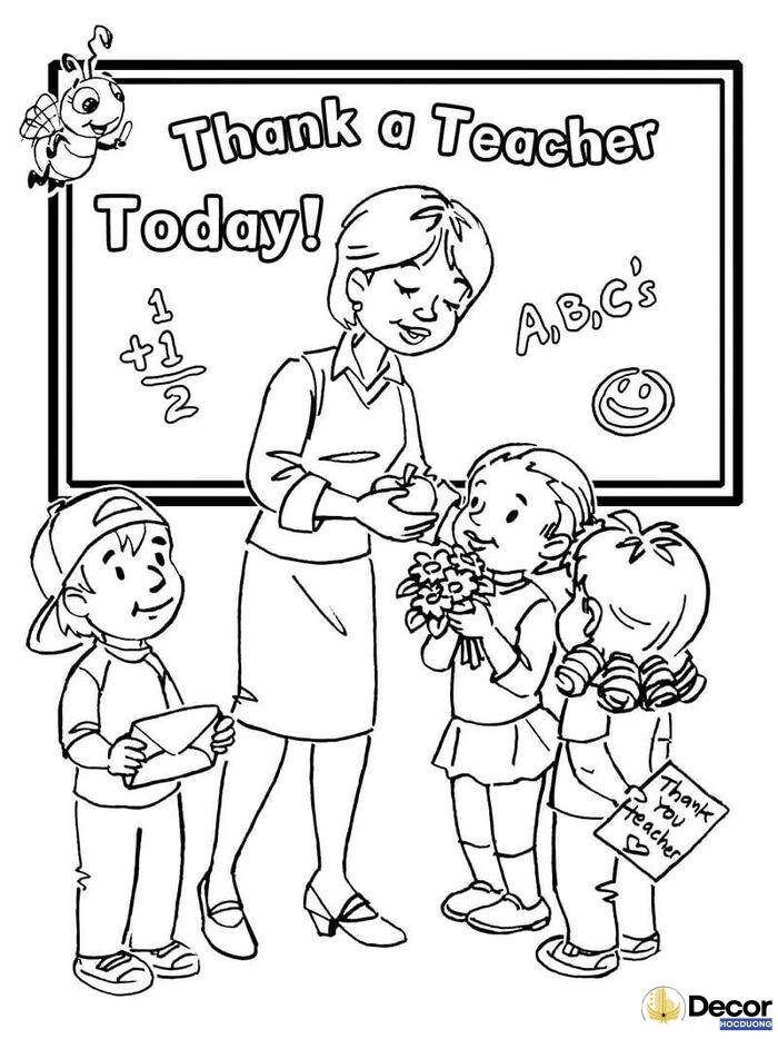 tranh tô màu lớp học ngày 20 11