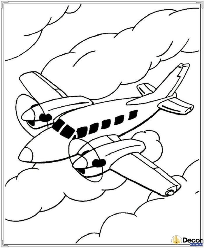 tranh tô màu máy bay bé tập tô