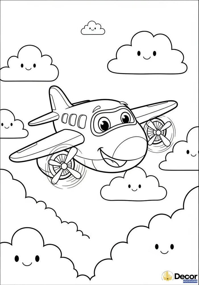 tranh tô màu máy bay cho bé 6 tuổi