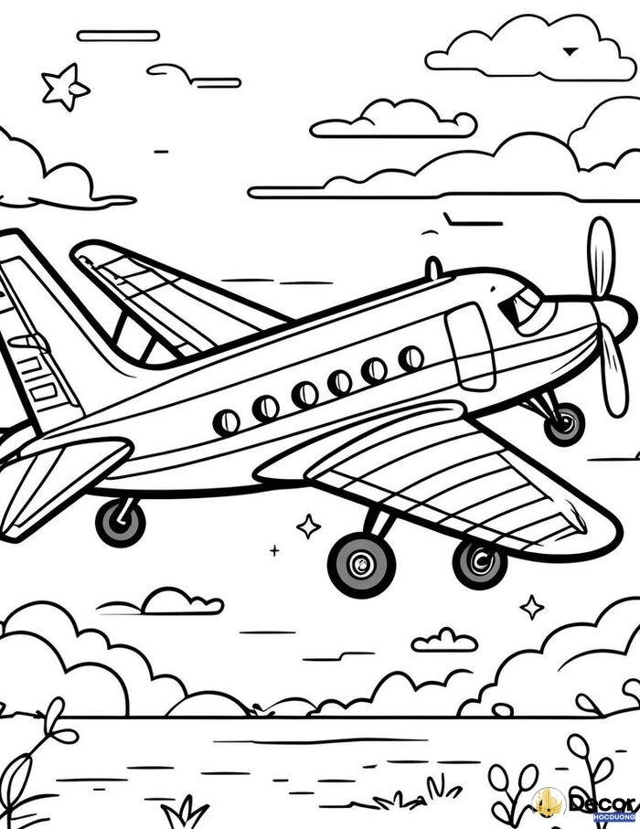 tranh tô màu máy bay cho bé