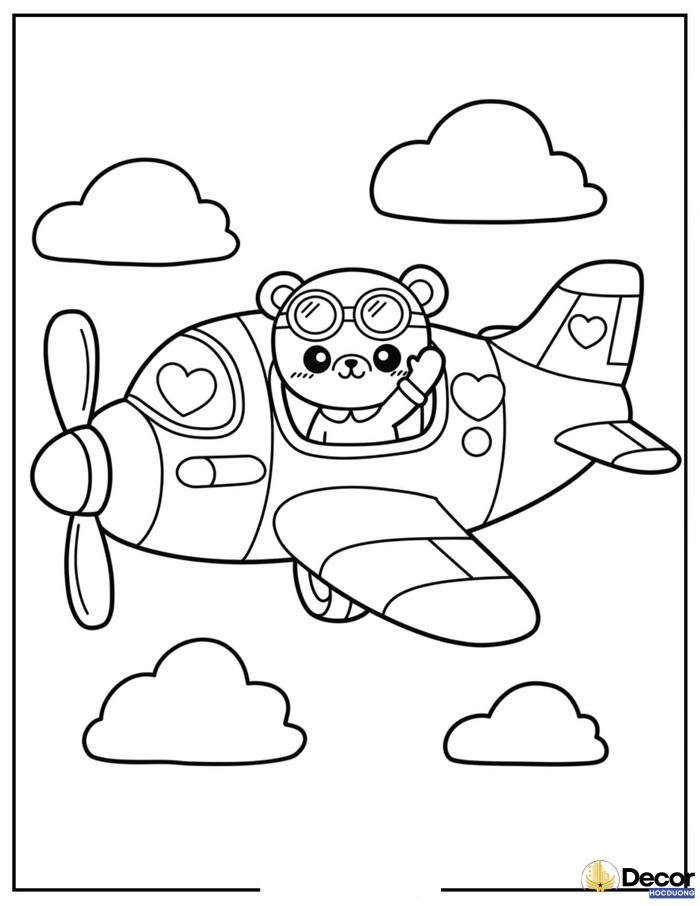 tranh tô màu máy bay cute