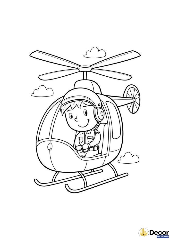 tranh tô màu máy bay đáng yêu