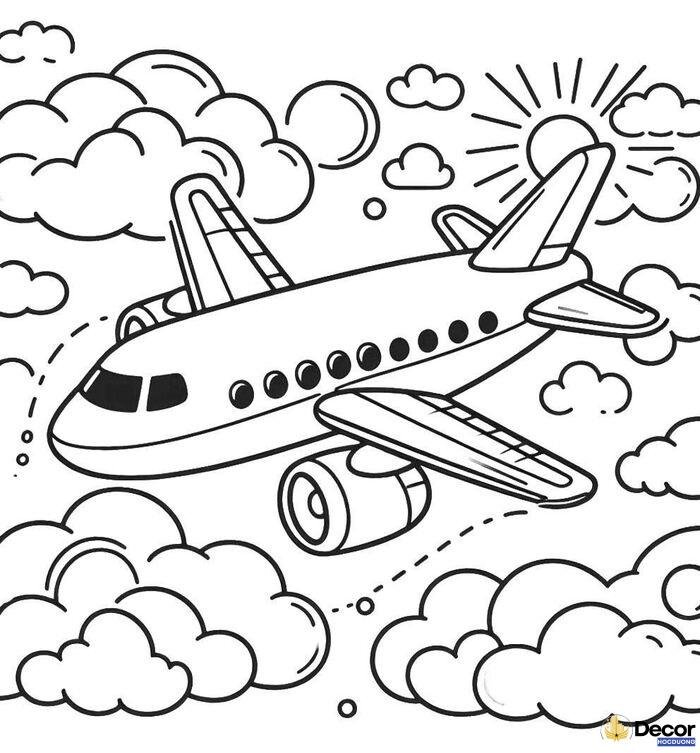 tranh tô màu máy bay dễ in