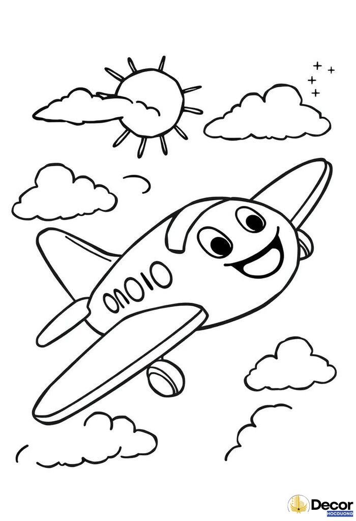 tranh tô màu máy bay trẻ em