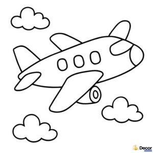 tranh tô màu máy bay vui vẻ
