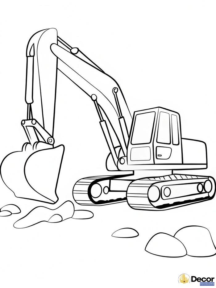 tranh tô màu máy xúc bé tập tô