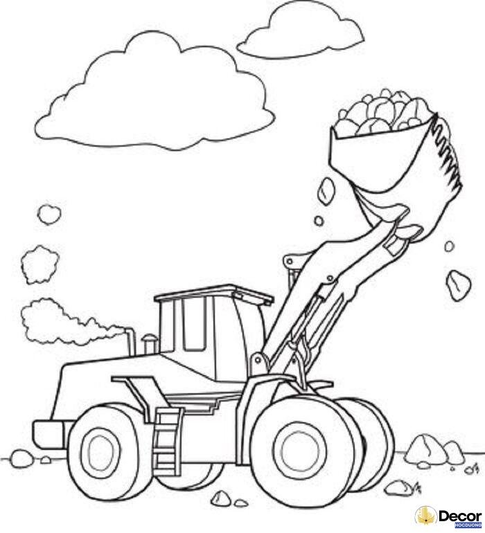 tranh tô màu máy xúc đáng yêu