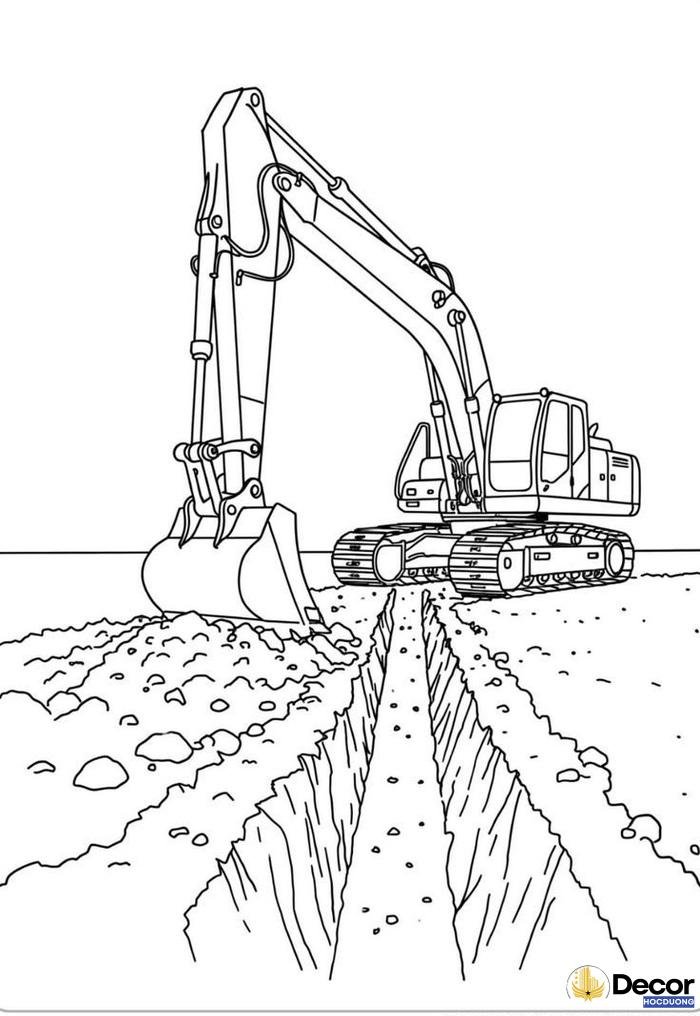 tranh tô màu máy xúc dễ in