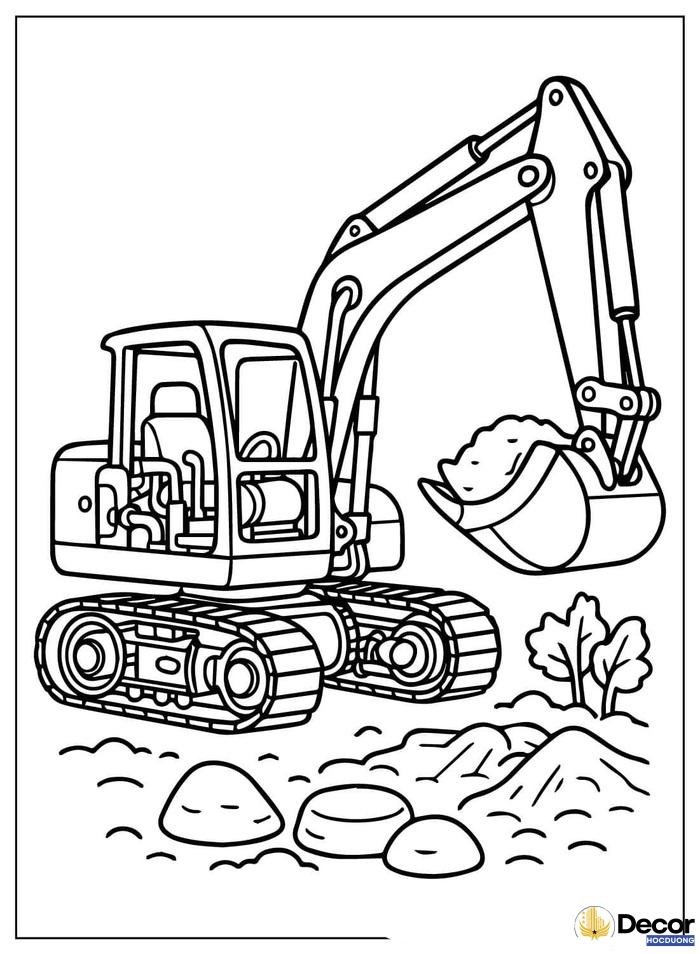 tranh tô màu máy xúc đẹp mắt