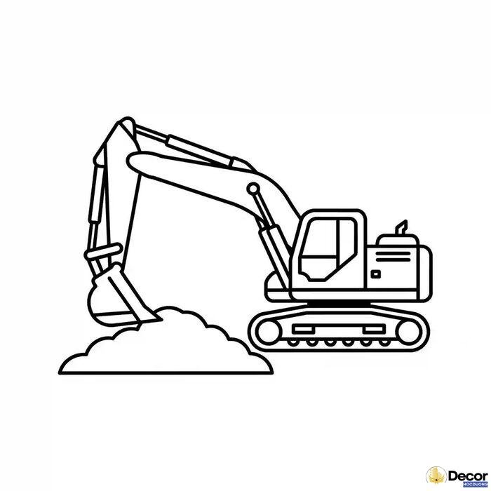 tranh tô màu máy xúc đơn giản cho bé
