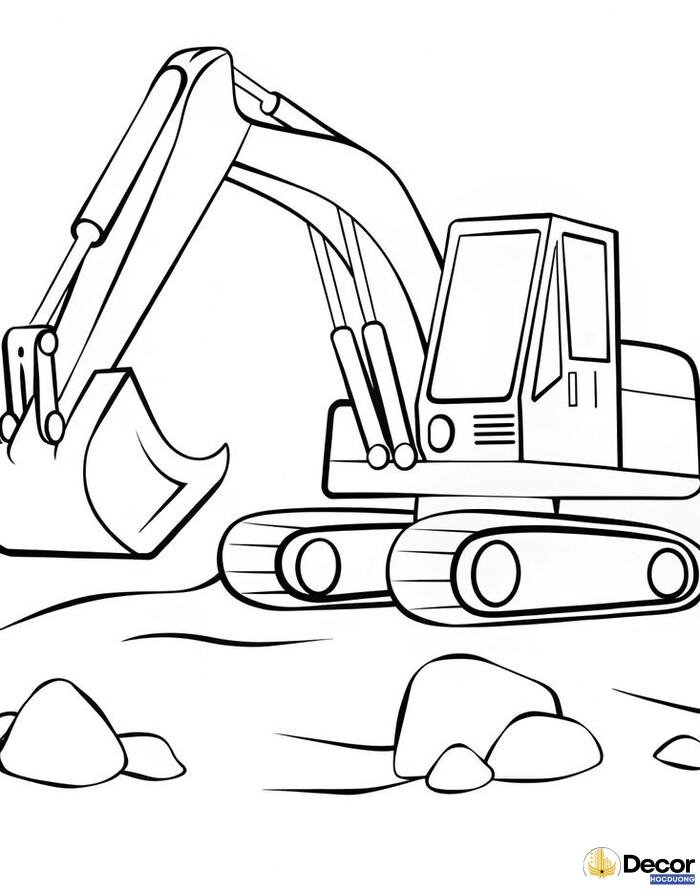 tranh tô màu máy xúc ngộ nghĩnh