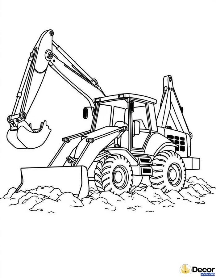 tranh tô màu máy xúc nhiều kiểu