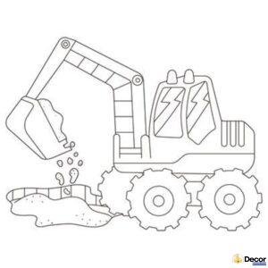 tranh tô màu máy xúc thiếu nhi dễ tô