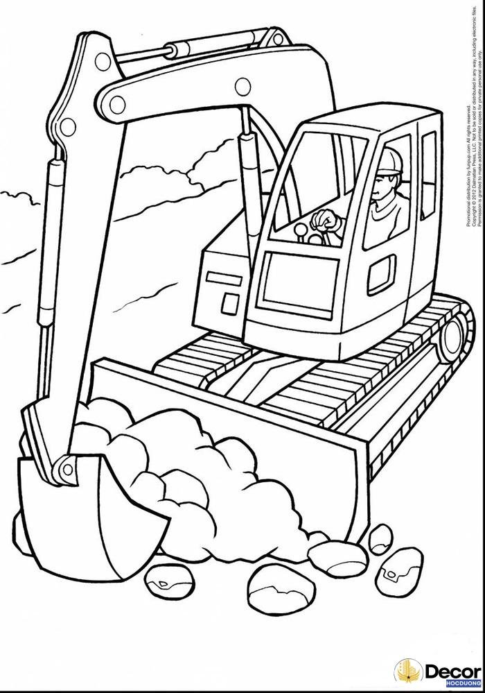 tranh tô màu máy xúc