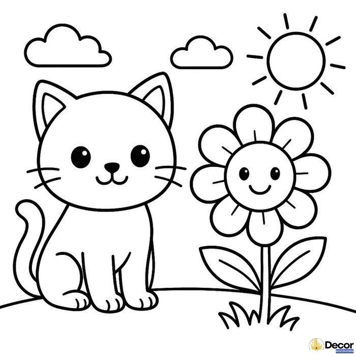 tranh tô màu mèo bé mầm non